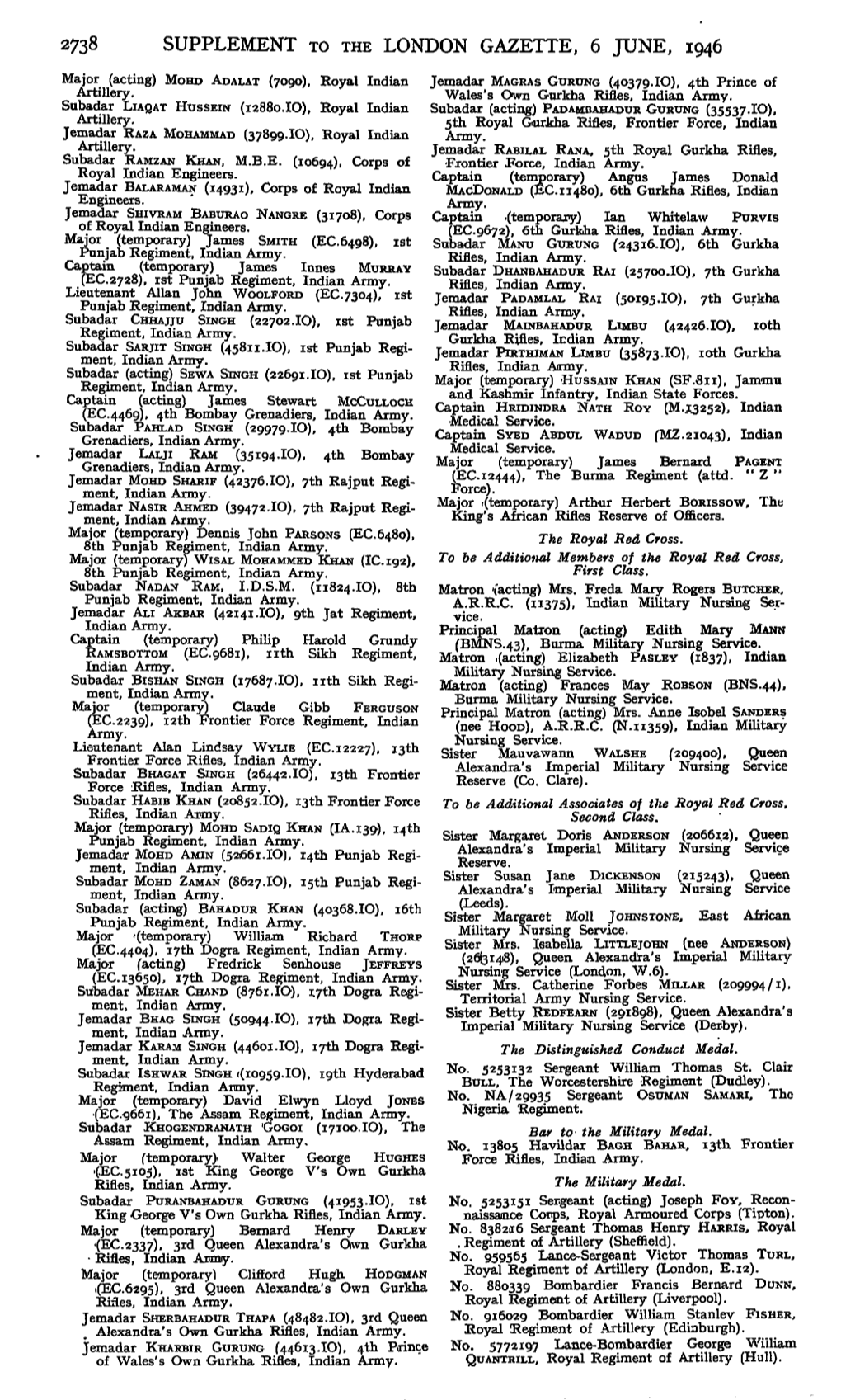 2738 Supplement to the London Gazette, 6 June, 1946