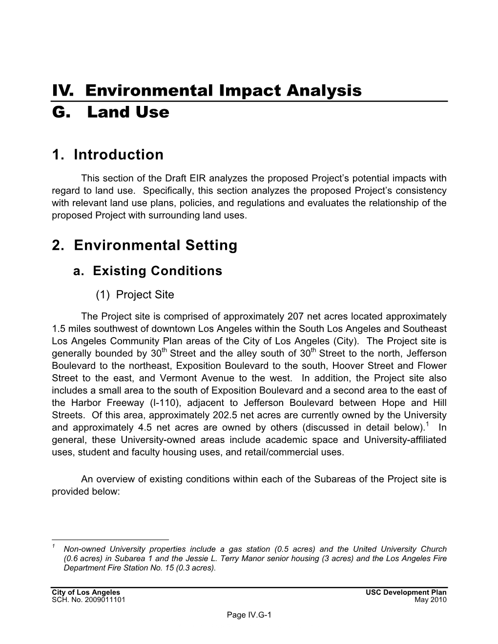 IV. Environmental Impact Analysis G. Land Use