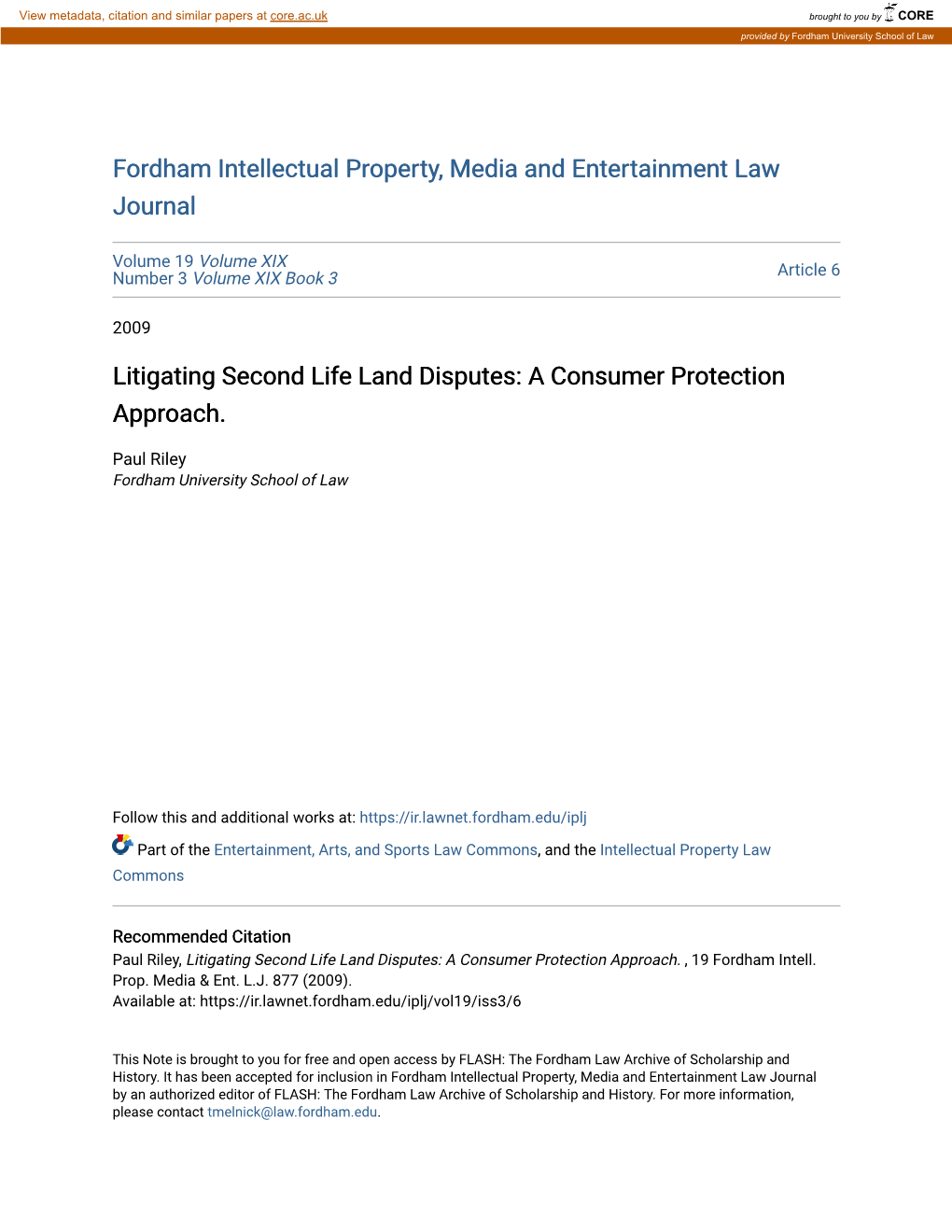 Litigating Second Life Land Disputes: a Consumer Protection Approach