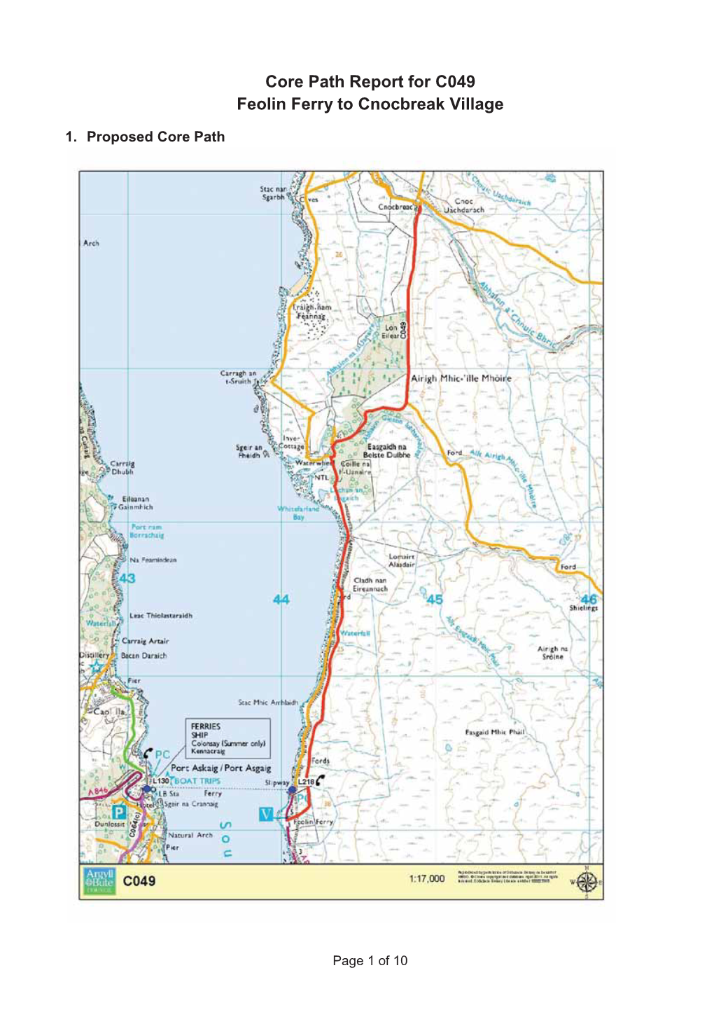 Core Path Report for C049 Feolin Ferry to Cnocbreak Village