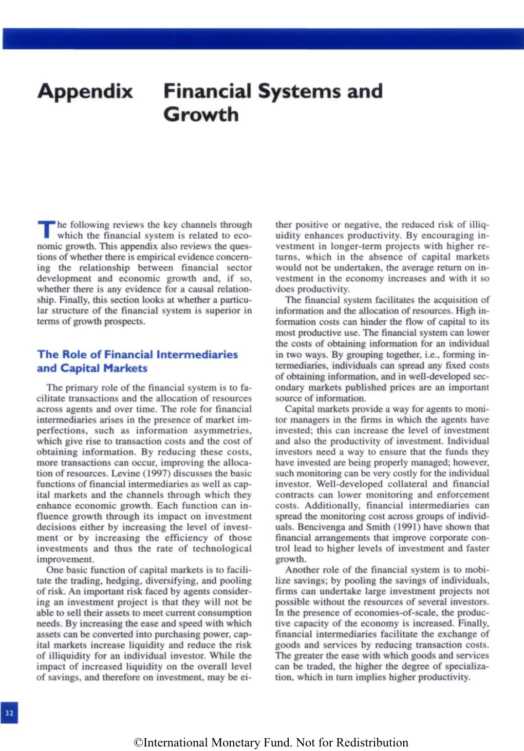 Appendix Financial Systems and Growth