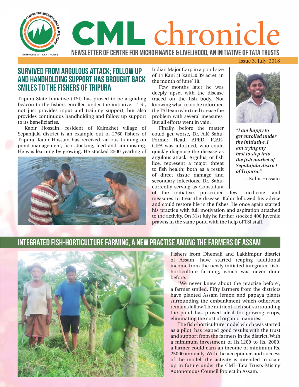 Integrated Fish-Horticulture Farming, a New Practise Among the Farmers of Assam