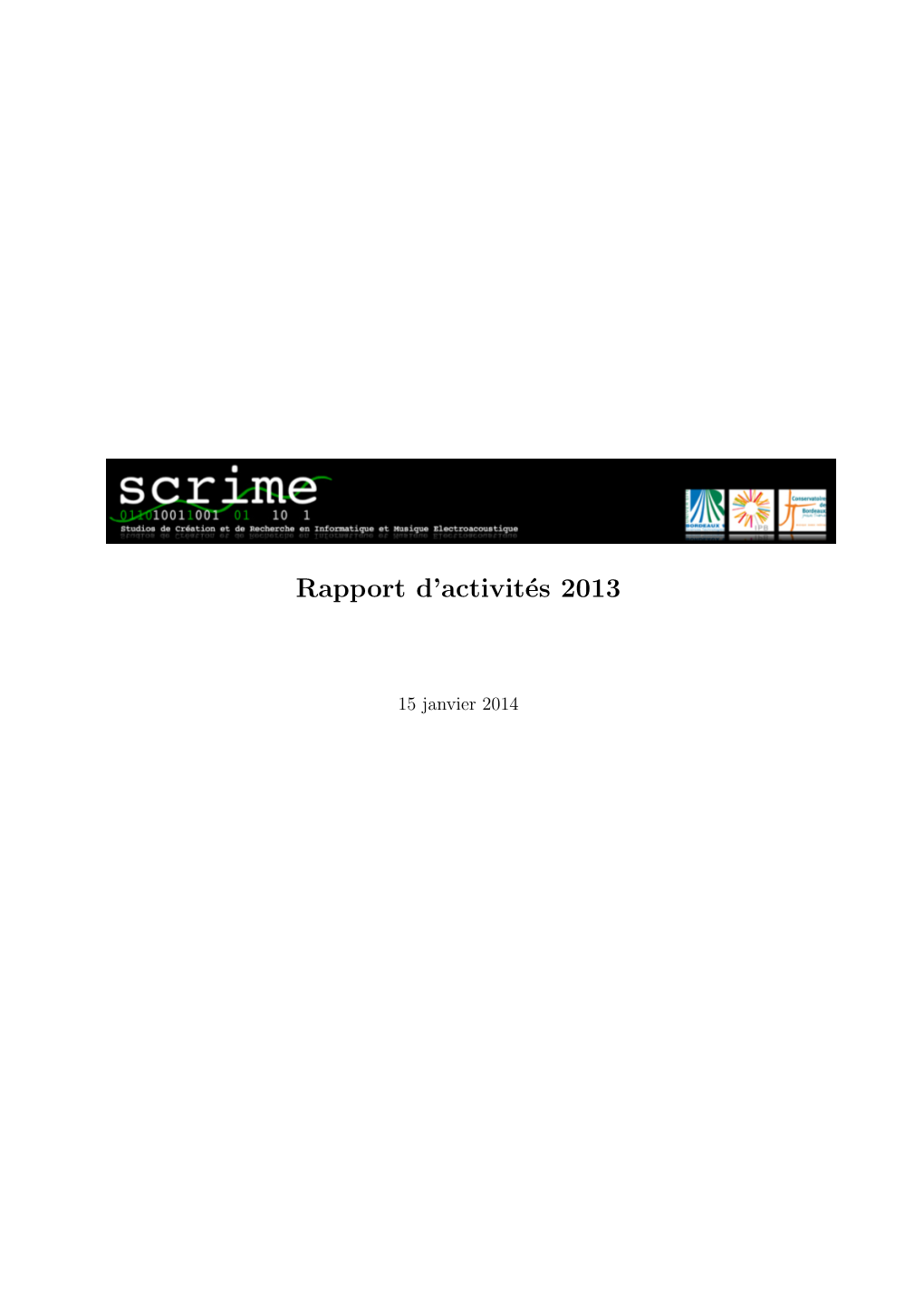 Rapport D'activités 2013