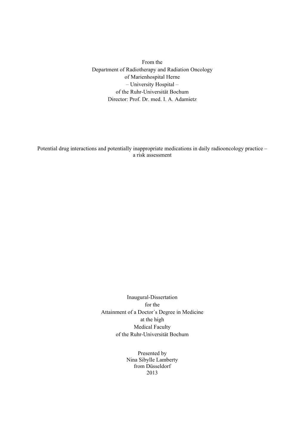 Potential Drug Interactions and Potentially Inappropriate Medications in Daily Radiooncology Practice : a Risk Assessment