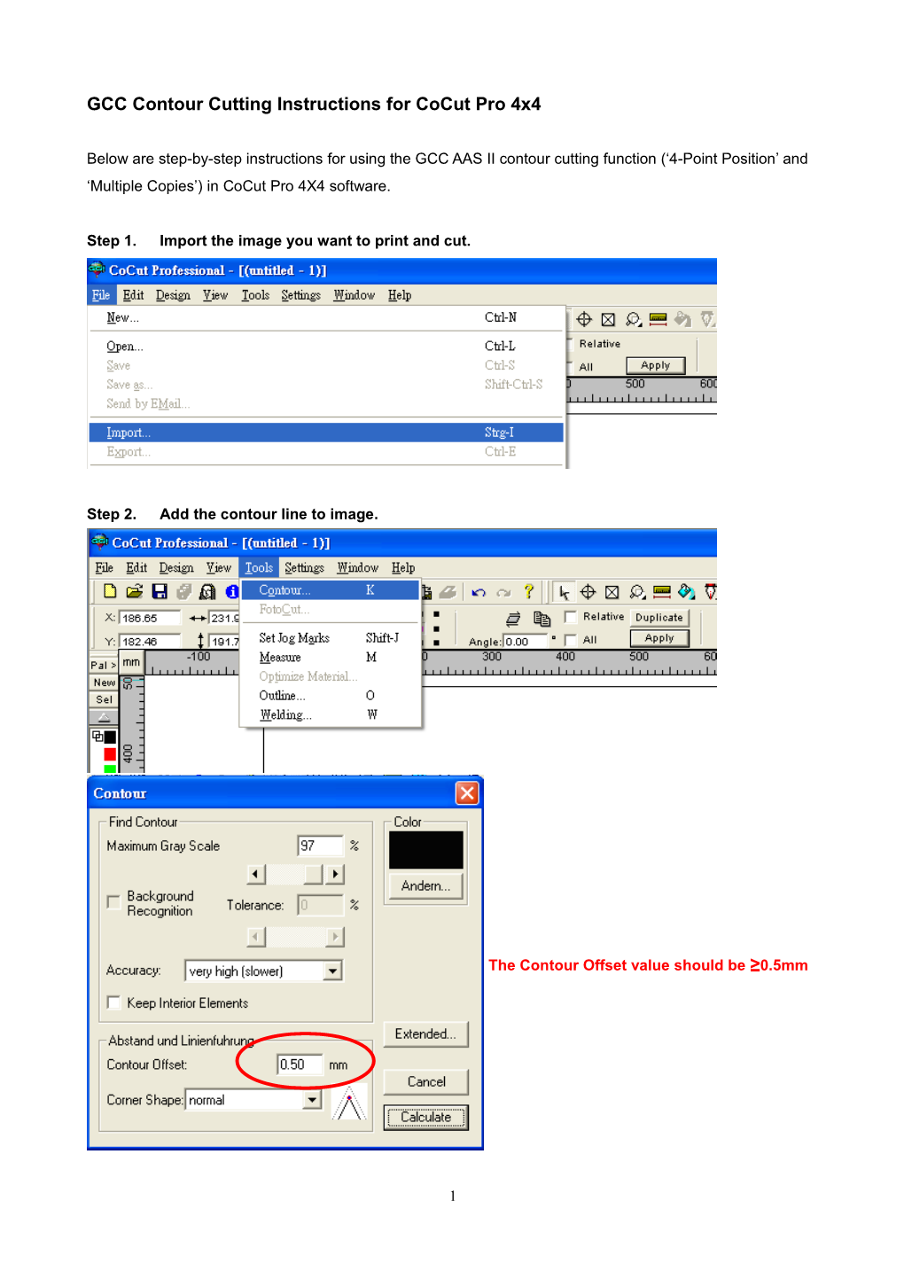 GCC Contour Cutting Instructions for Cocut Pro 4X4