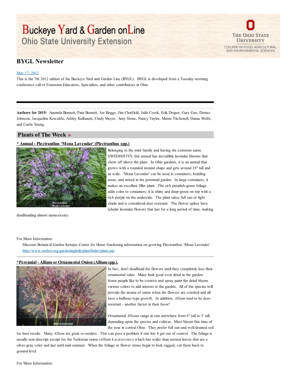 BYGL Newsletter | Buckeye Yard & Garden Online