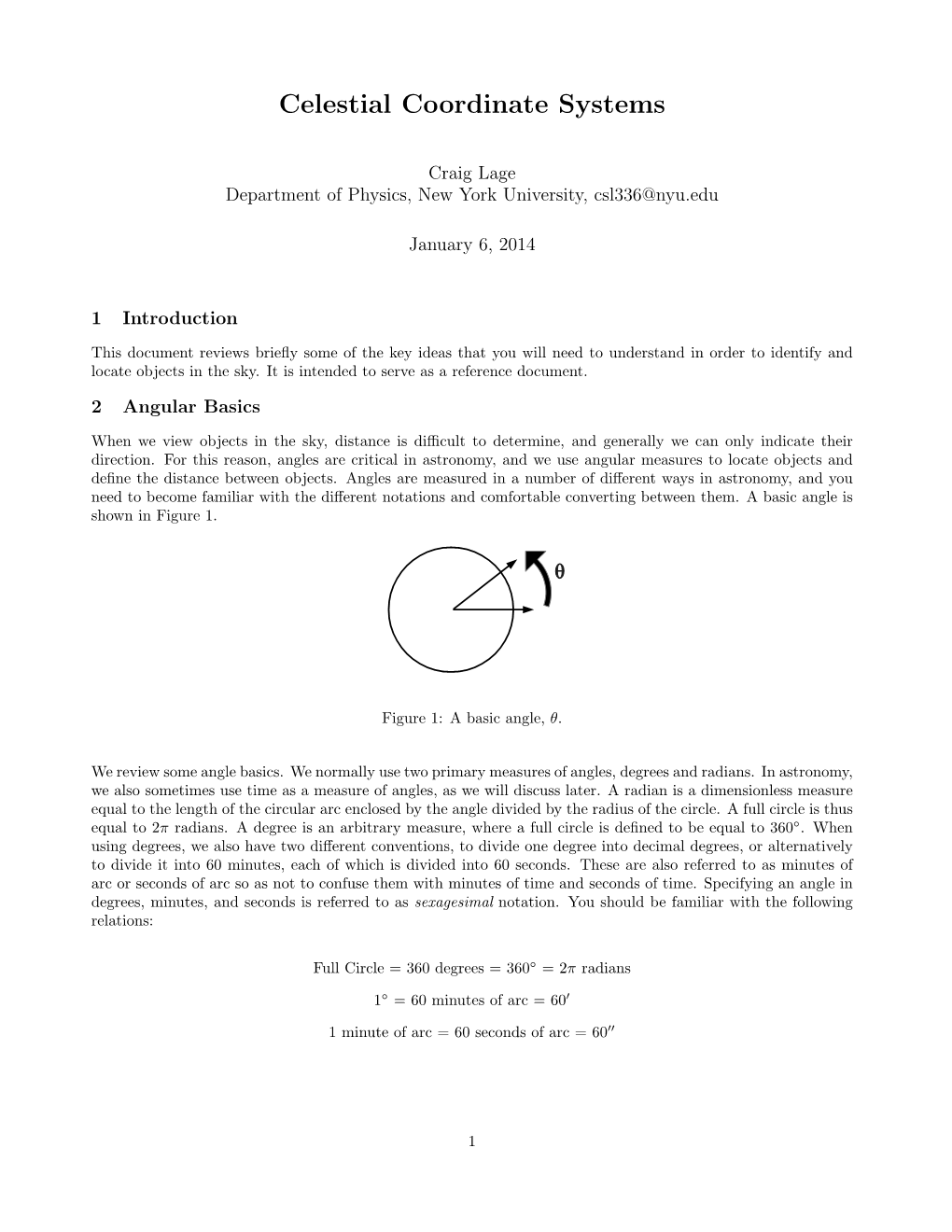 Celestial Coordinate Systems