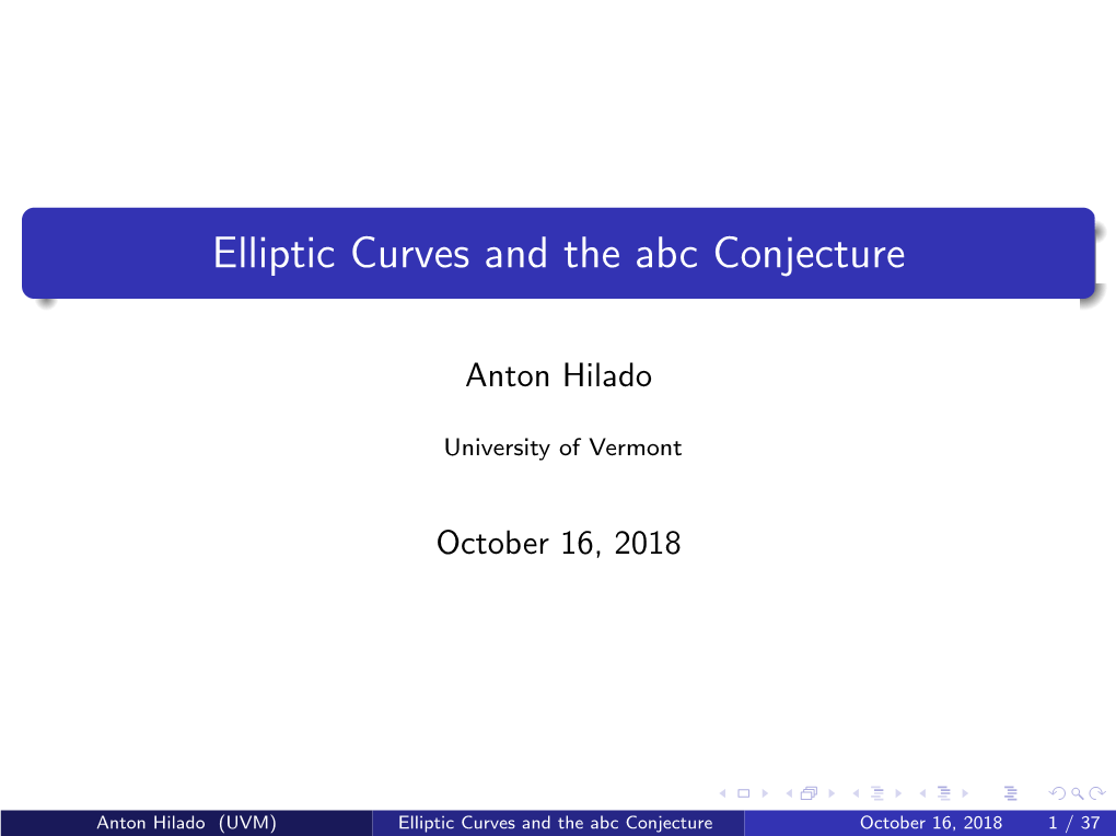 Elliptic Curves and the Abc Conjecture