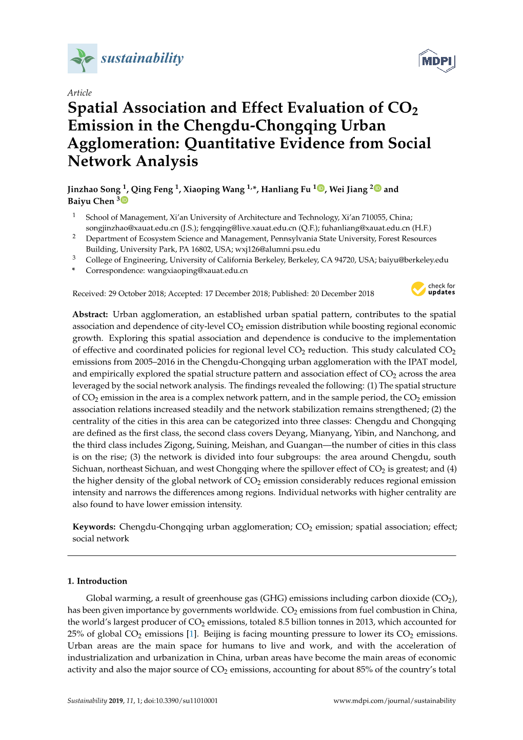 Spatial Association and Effect Evaluation of CO2 Emission in the Chengdu-Chongqing Urban Agglomeration: Quantitative Evidence from Social Network Analysis