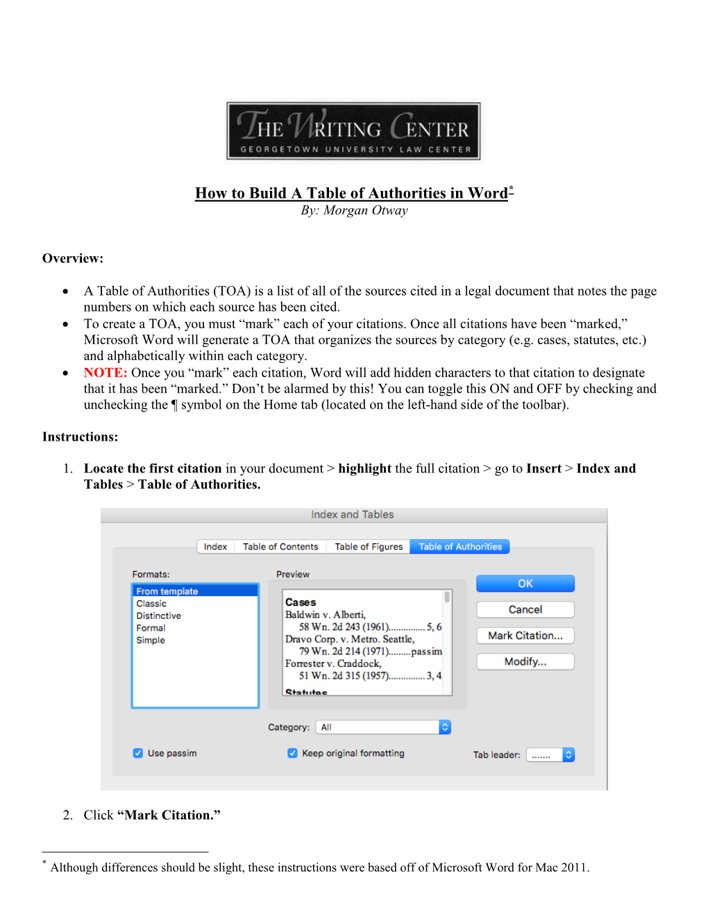 How to Build a Table of Authorities and Table of Contents in Word