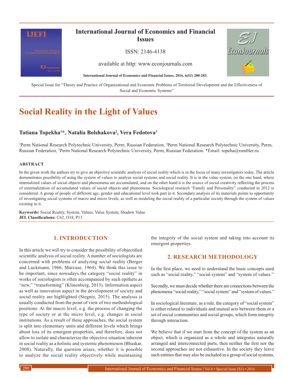 Social Reality in the Light of Values