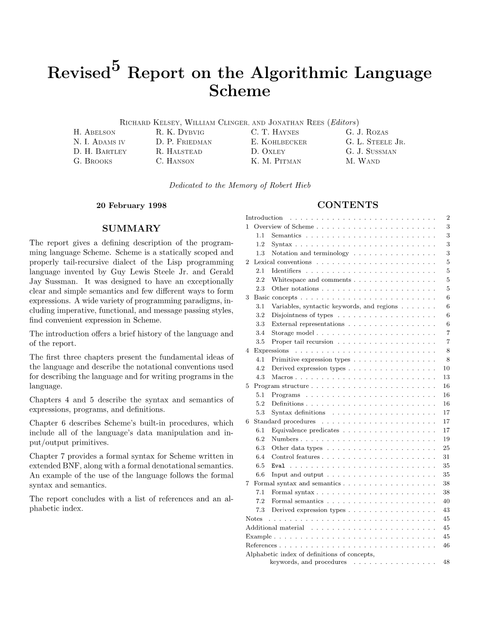 Revised5report on the Algorithmic Language Scheme