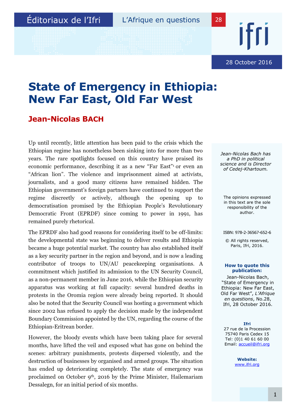 State of Emergency in Ethiopia: New Far East, Old Far West