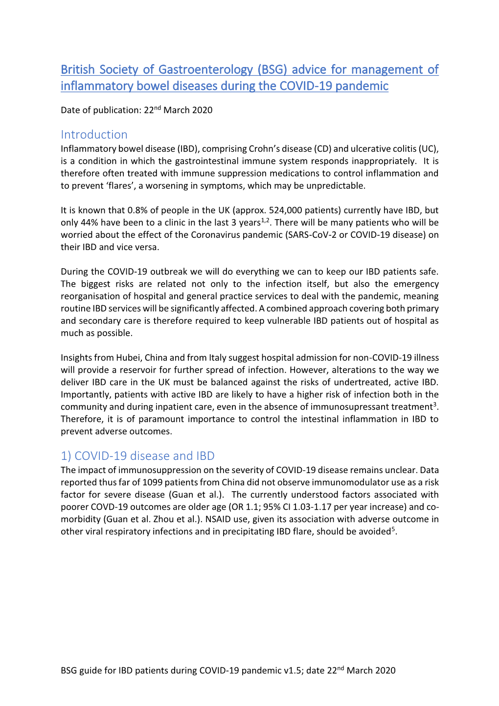 BSG Plan for IBD Patients During COVID19 Pandemic V1.5 349.88 KB