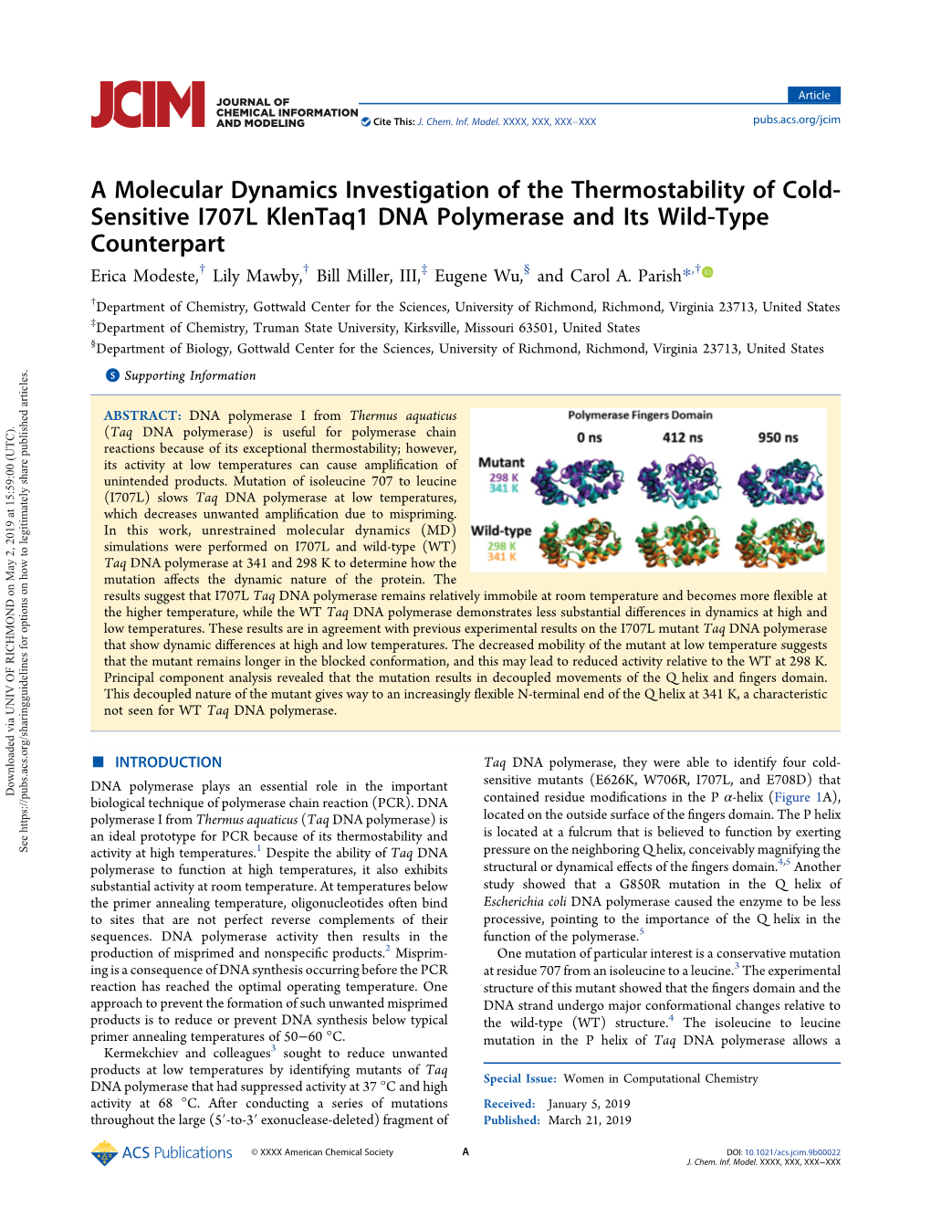 A Molecular Dynamics Investigation of the Thermostability of Cold