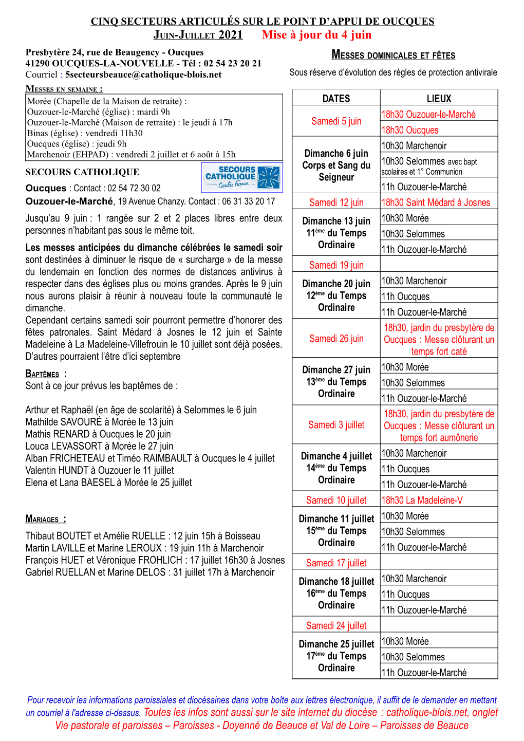 JUIN-JUILLET 2021 Mise À Jour Du 4 Juin