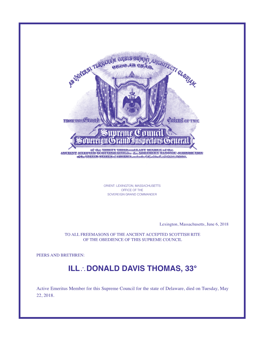 Ill∴Donald Davis Thomas, 33°