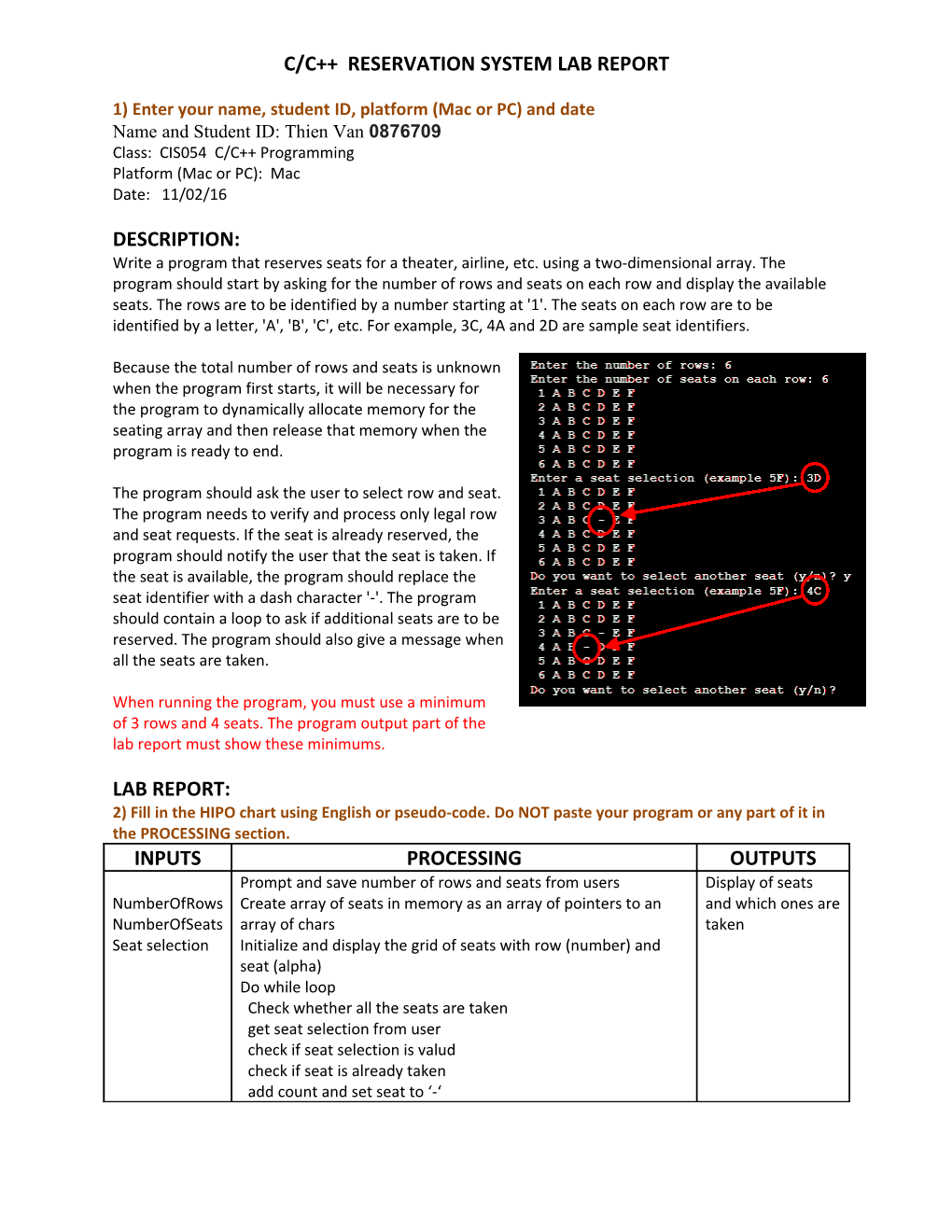 C/C Reservation System Lab Report