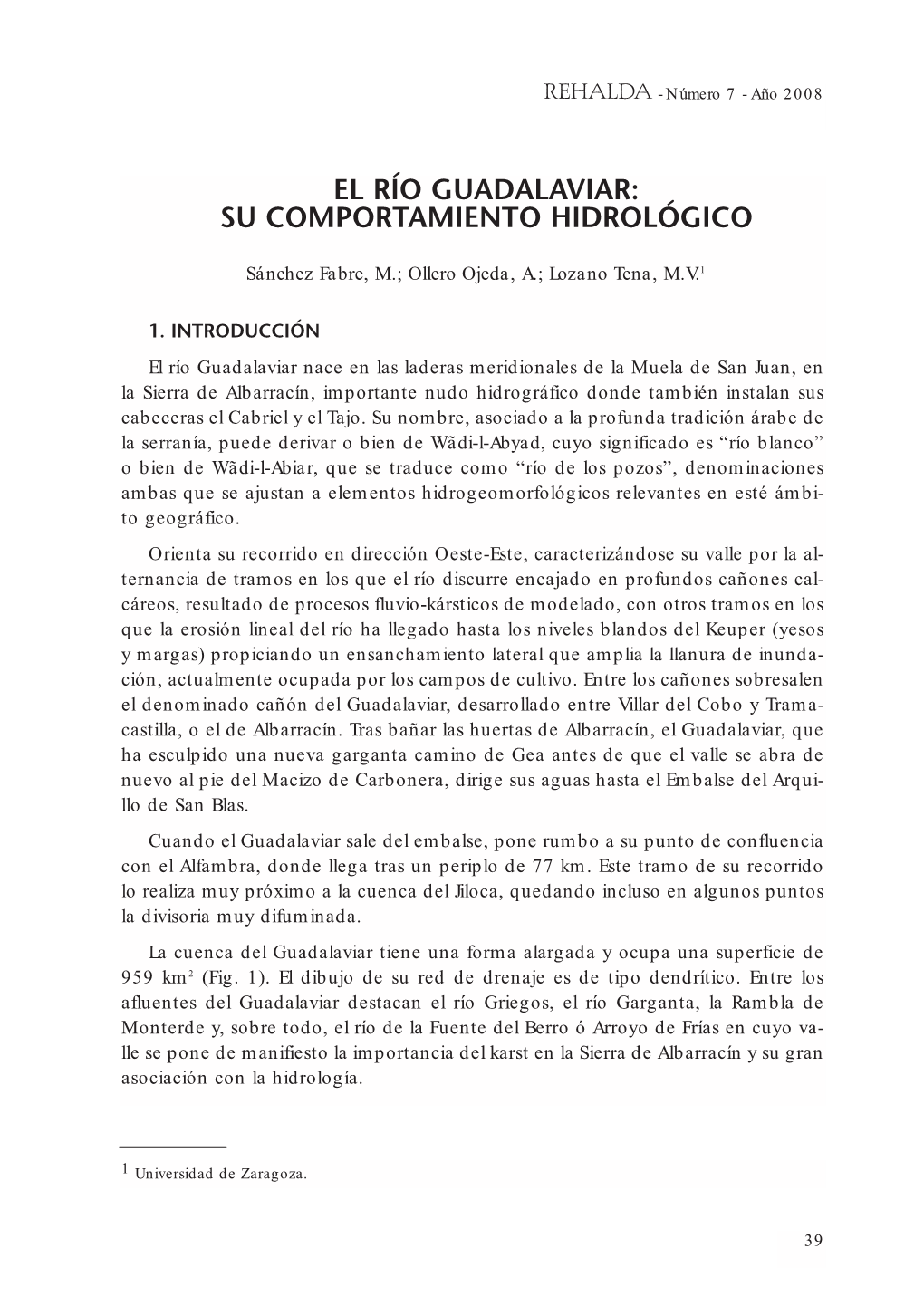 El Río Guadalaviar: Su Comportamiento Hidrológico