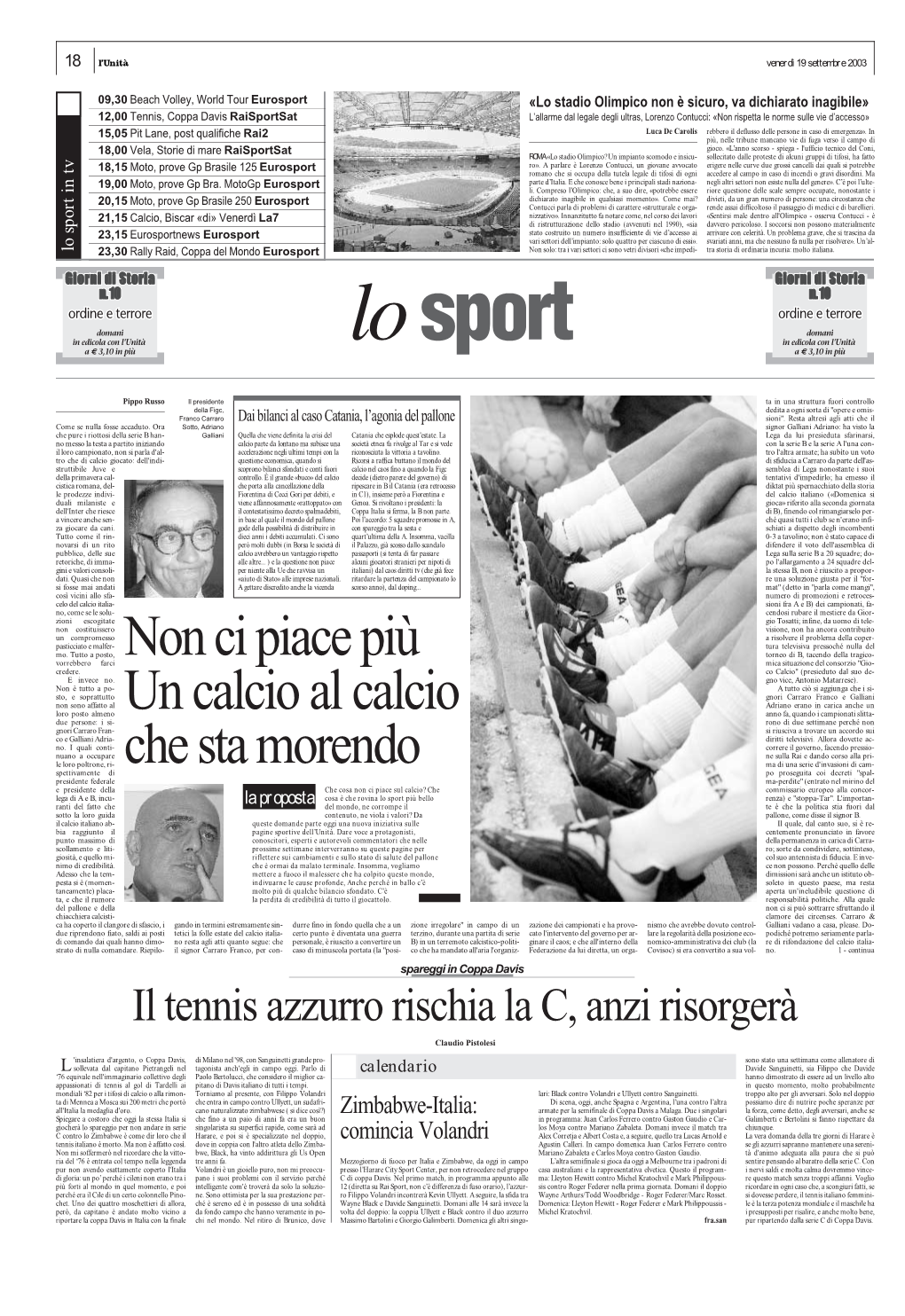 Il Tennis Azzurro Rischia La C, Anzi Risorgerà