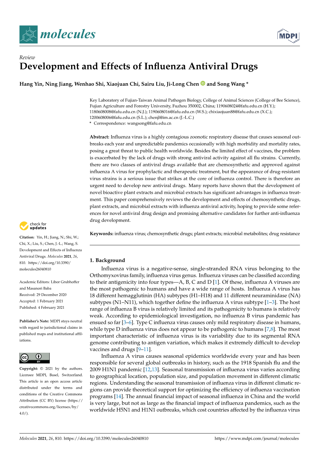 Development and Effects of Influenza Antiviral Drugs