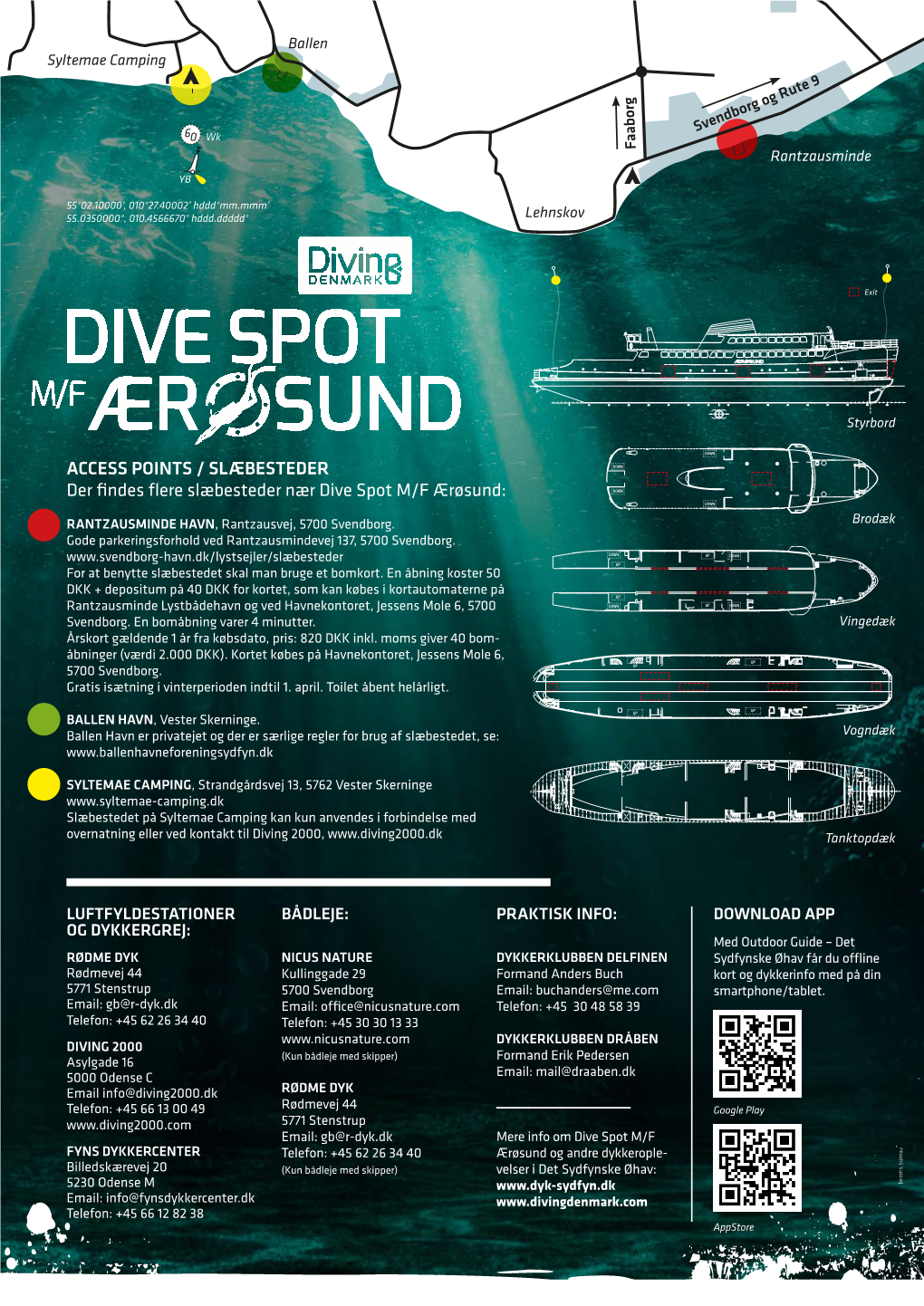 Access Points / Slæbesteder Der Findes Flere Slæbesteder Nær Dive