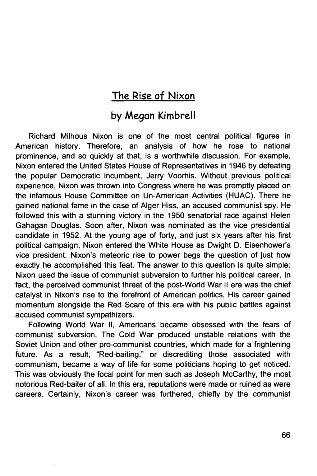 The Rise of Nixon by Megan Kimbrell