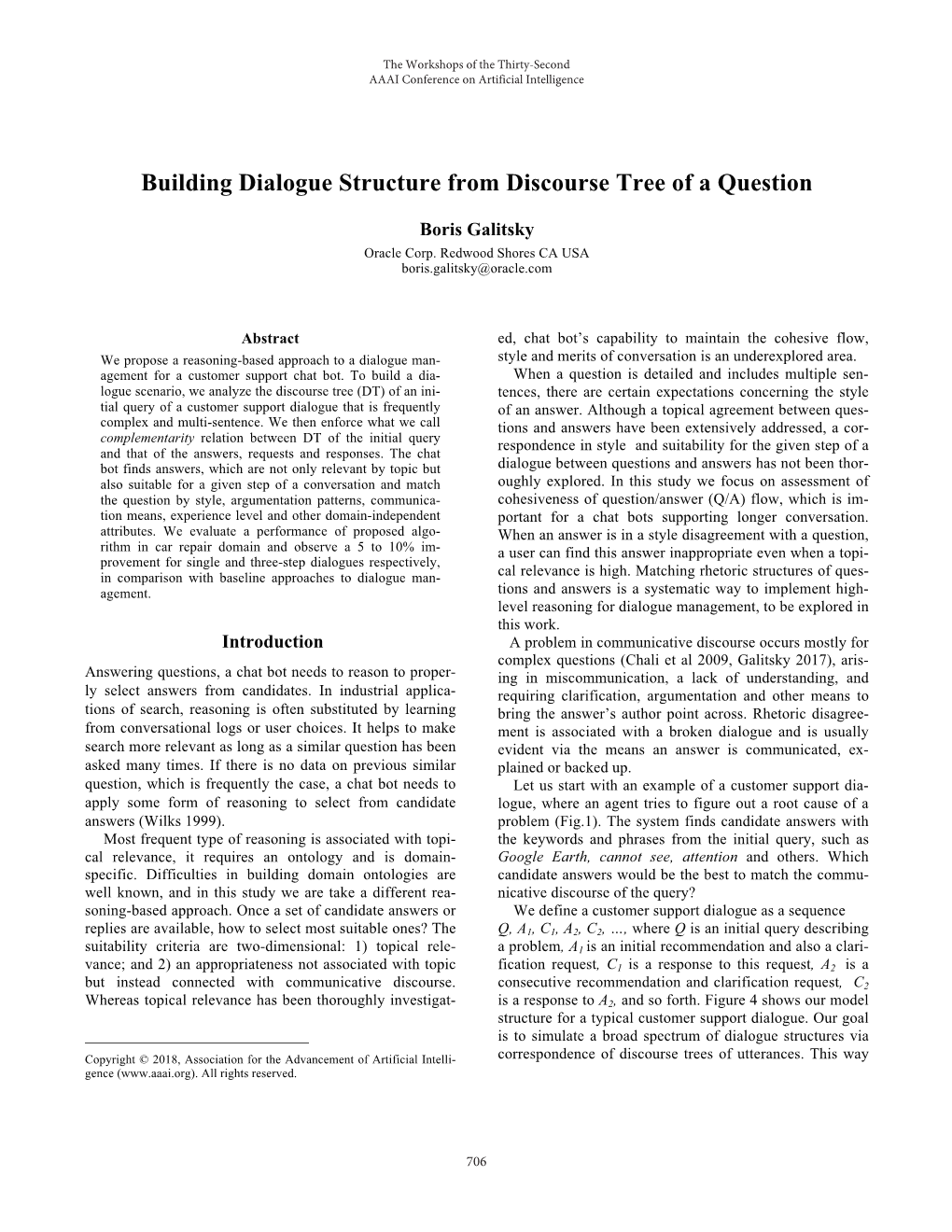 Building Dialogue Structure from Discourse Tree of a Question
