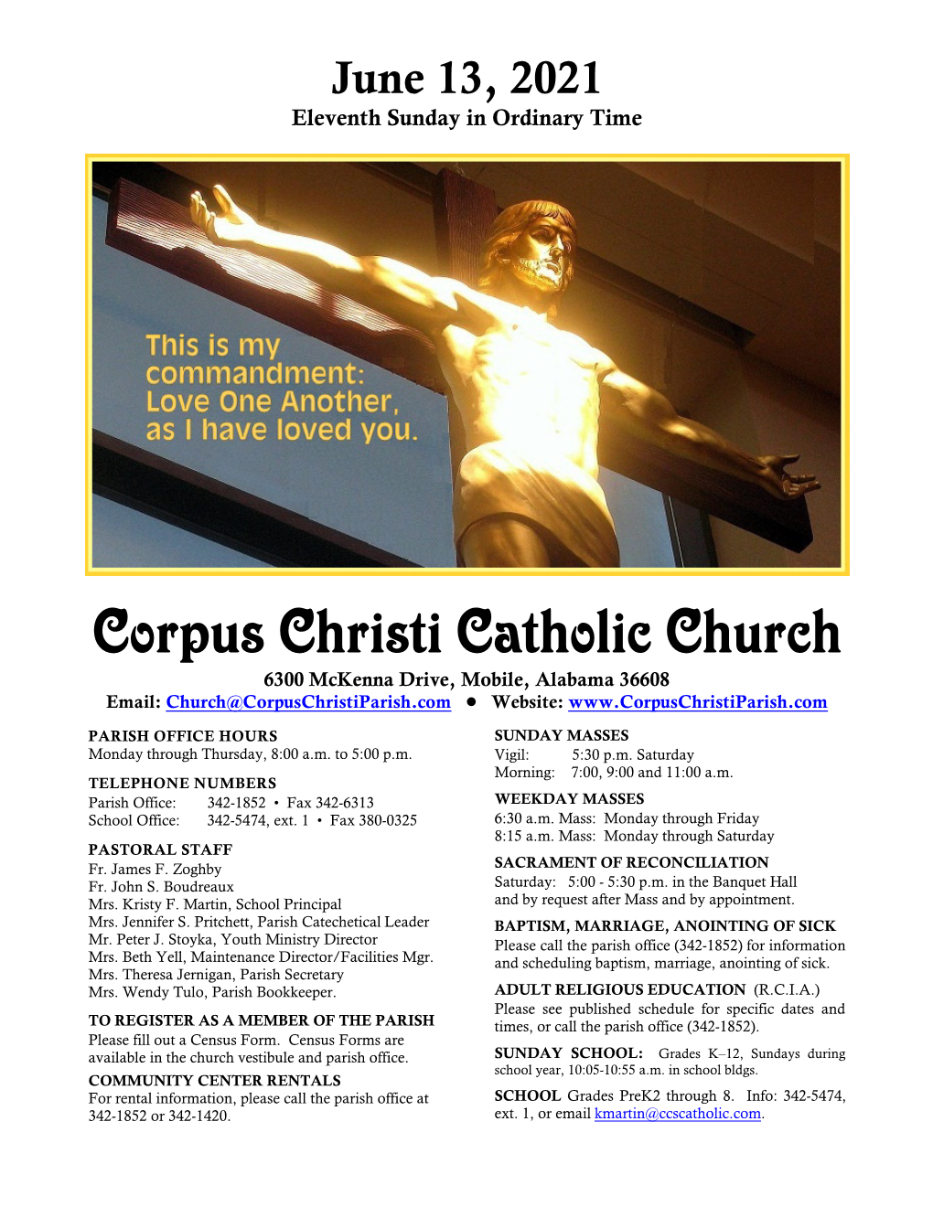 Corpus Christi Catholic Church Community As We REST in PEACE Encourage and Support Men to Follow the Example of St