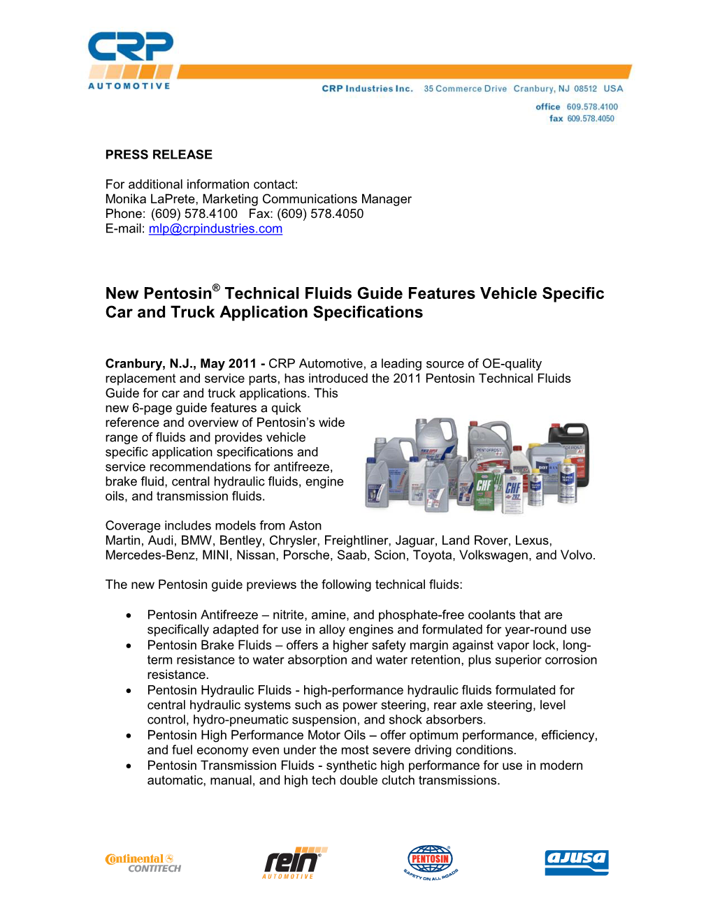 New Pentosin Technical Fluids Guide Features Vehicle Specific Car And