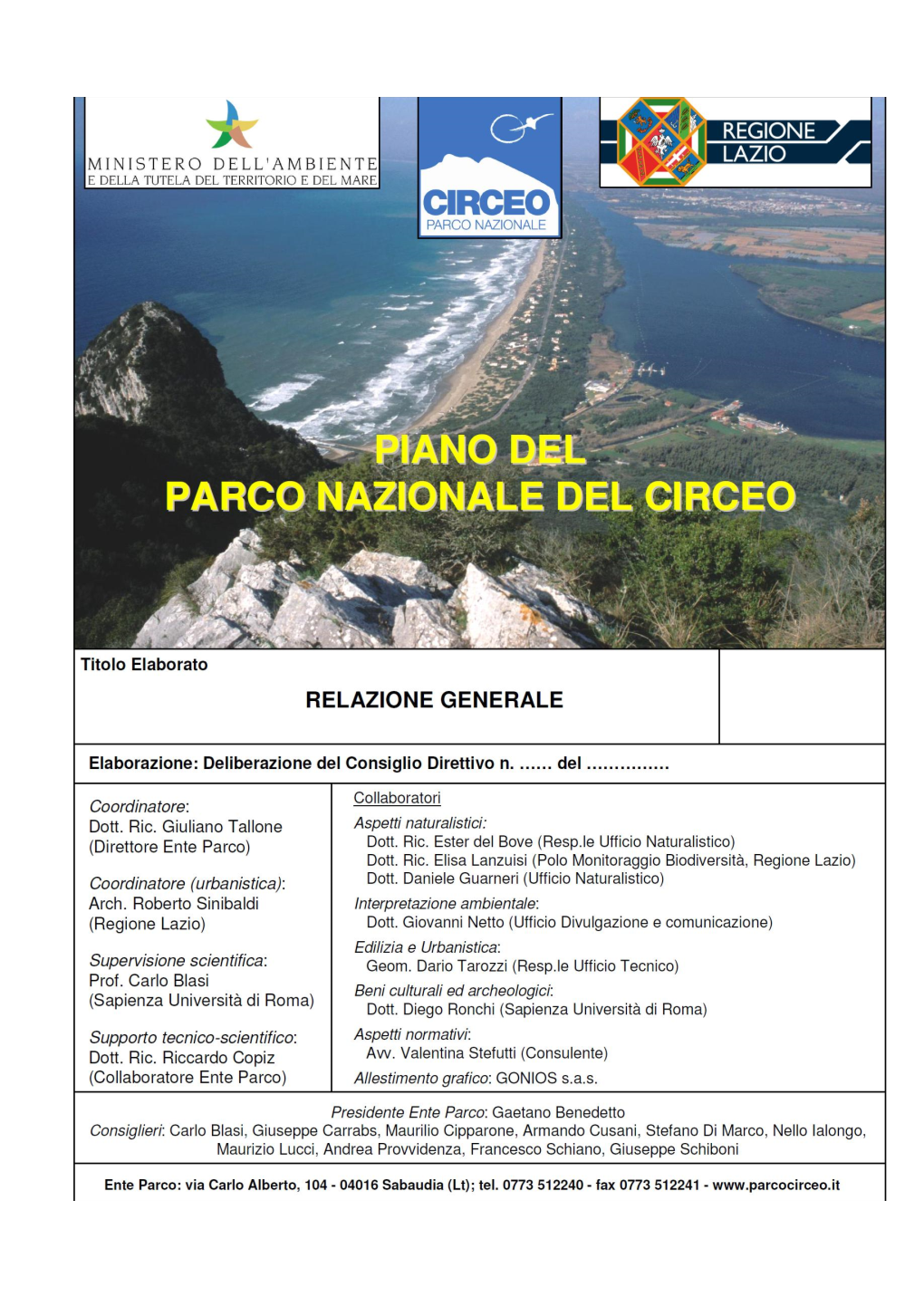 Piano Del Parco Relazione Generale Tomo 3 Indirizzi Ed Azioni