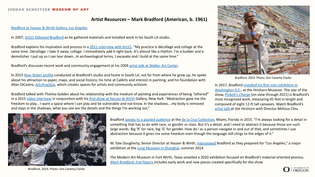 Artist Resources – Mark Bradford (American, B. 1961) Bradford at Hauser & Wirth Gallery, Los Angeles