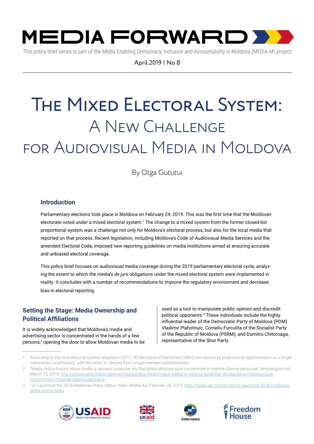 The Mixed Electoral System: a New Challenge for Audiovisual Media in Moldova