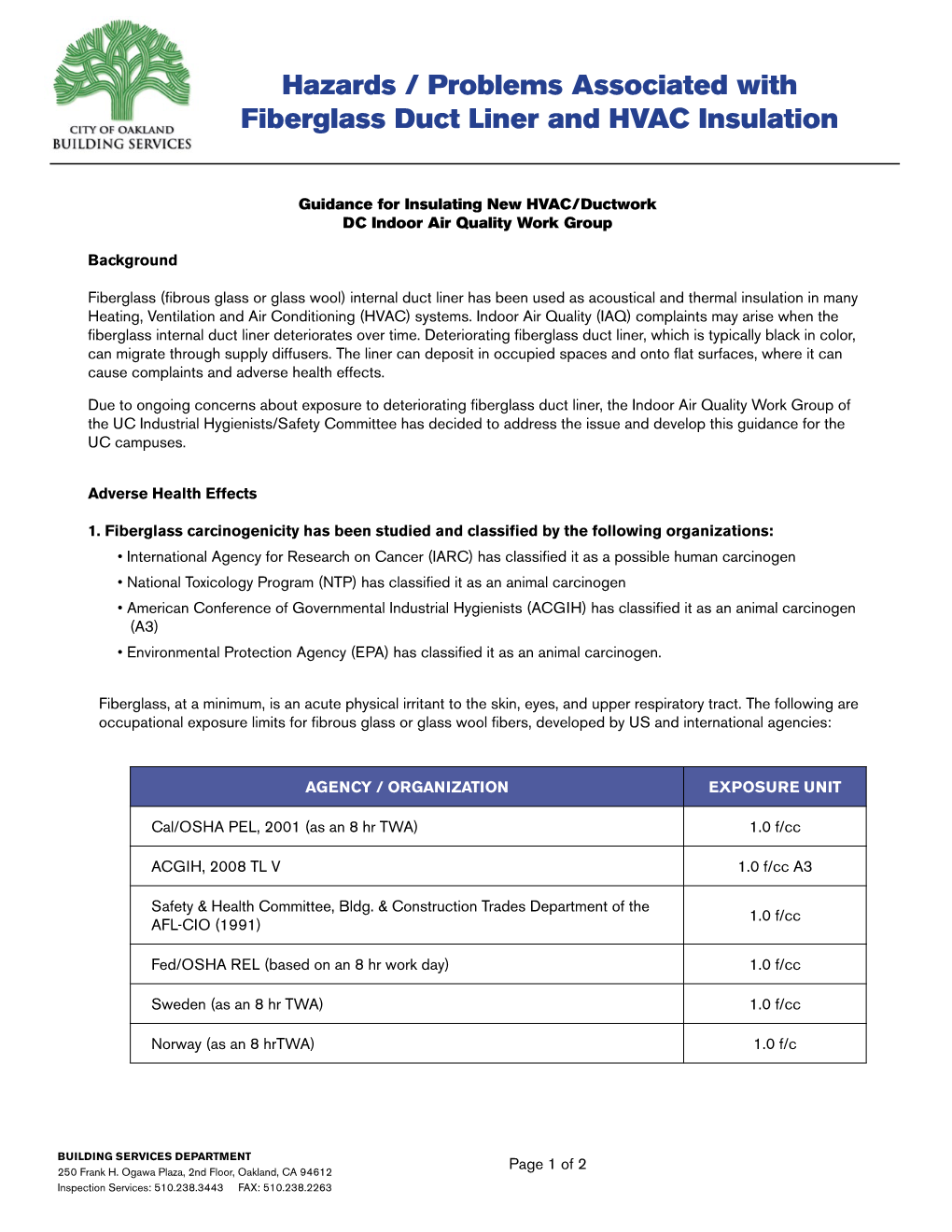 Hazards / Problems Associated with Fiberglass Duct Liner and HVAC Insulation