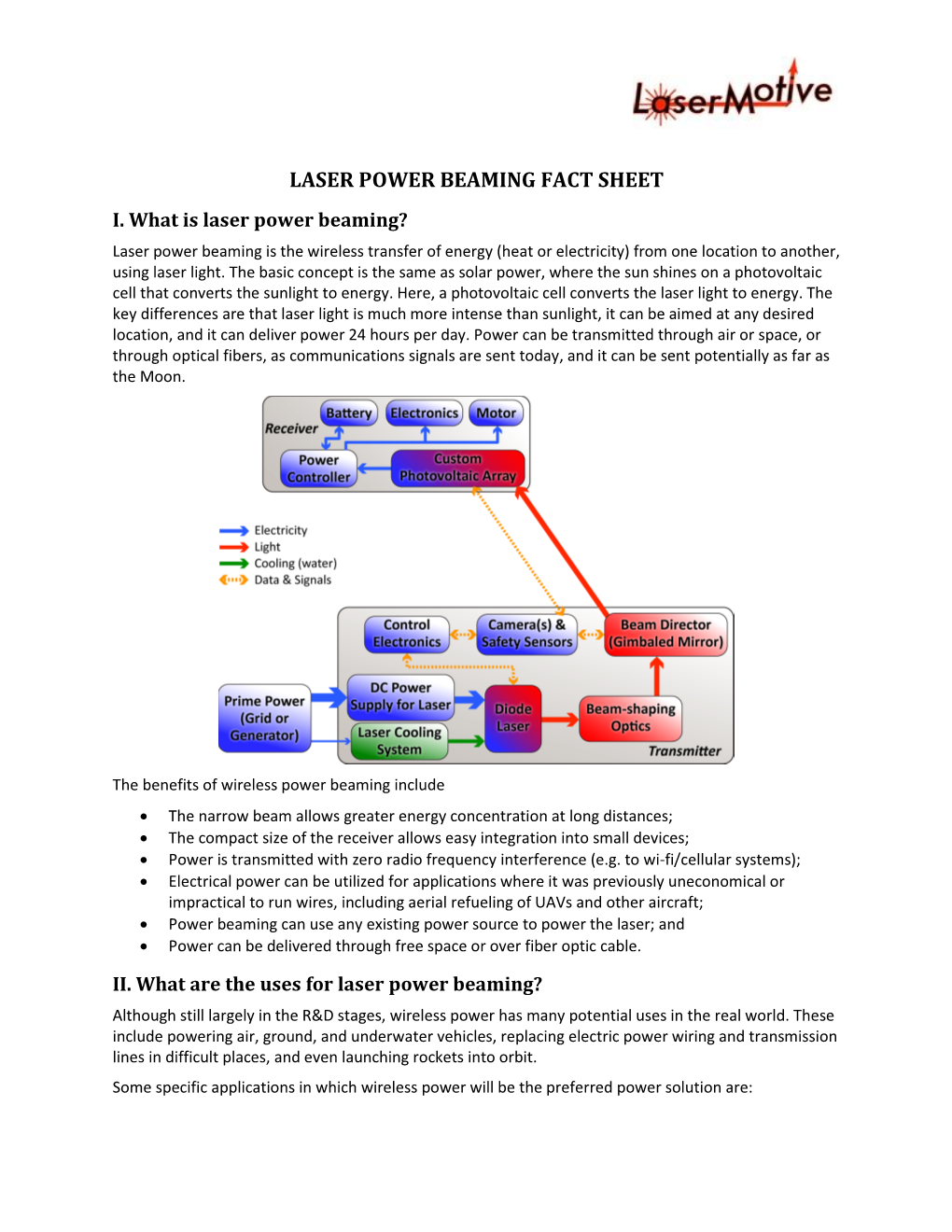 Laser Power Beaming Fact Sheet I