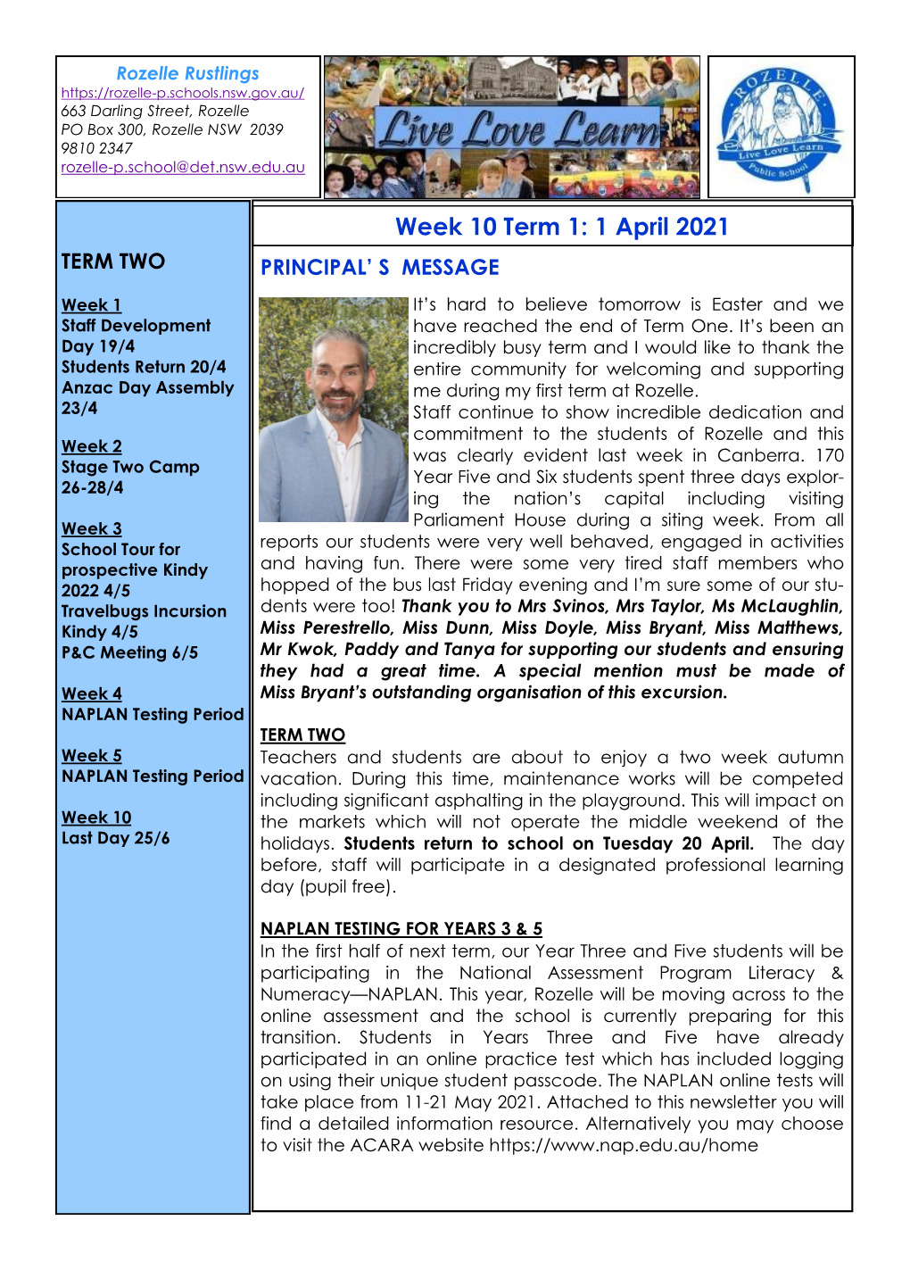 Newsletter Term 1 Week 10