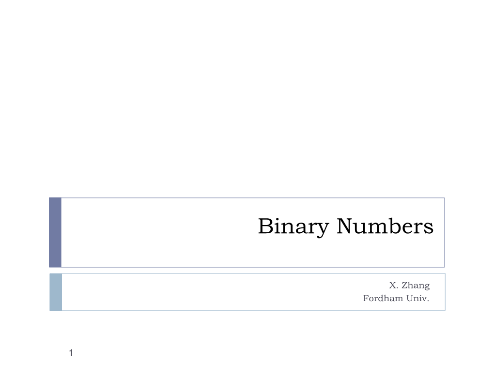 Binary Numbers