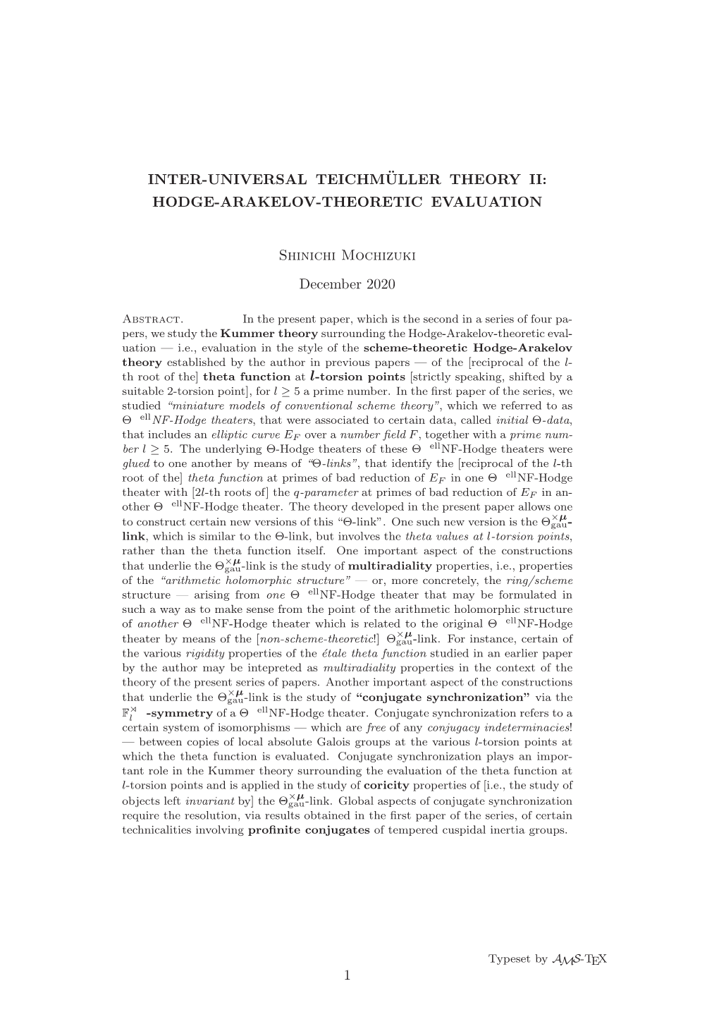 Inter-Universal Teichmüller Theory II: Hodge-Arakelov-Theoretic Evaluation