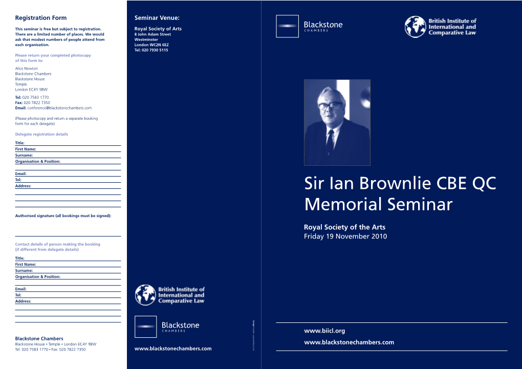 Sir Ian Brownlie CBE QC Memorial Seminar
