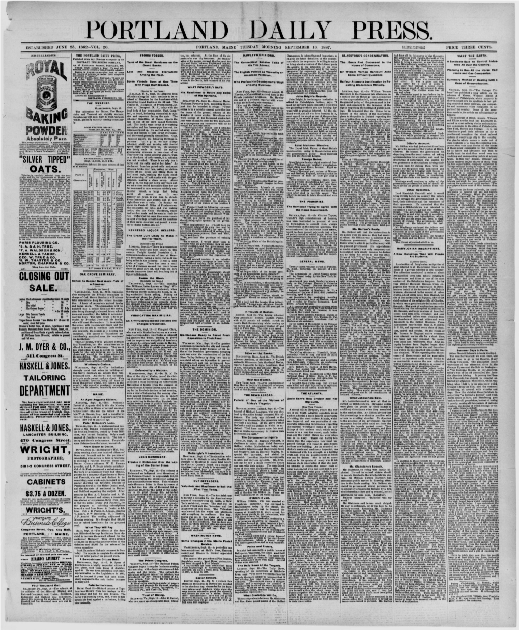 Portland Daily Press: September 13,1887