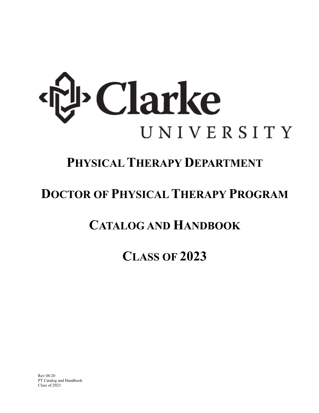 Physical Therapy Graduate Catalog and Handbook – Class of 2023