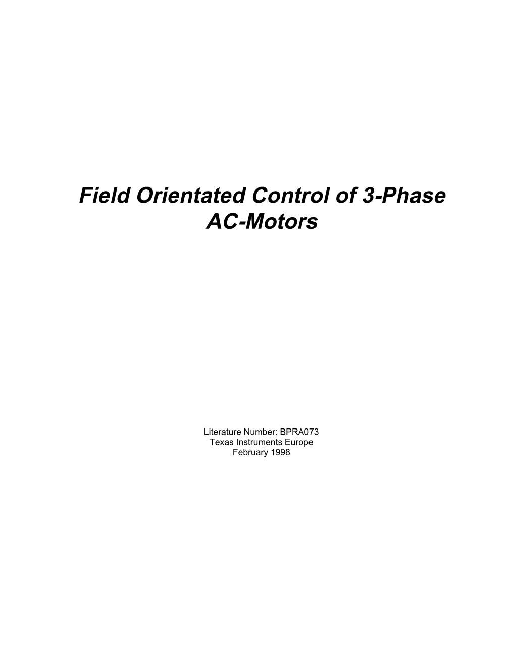 Field Oriented Control 3-Phase Ac-Motors