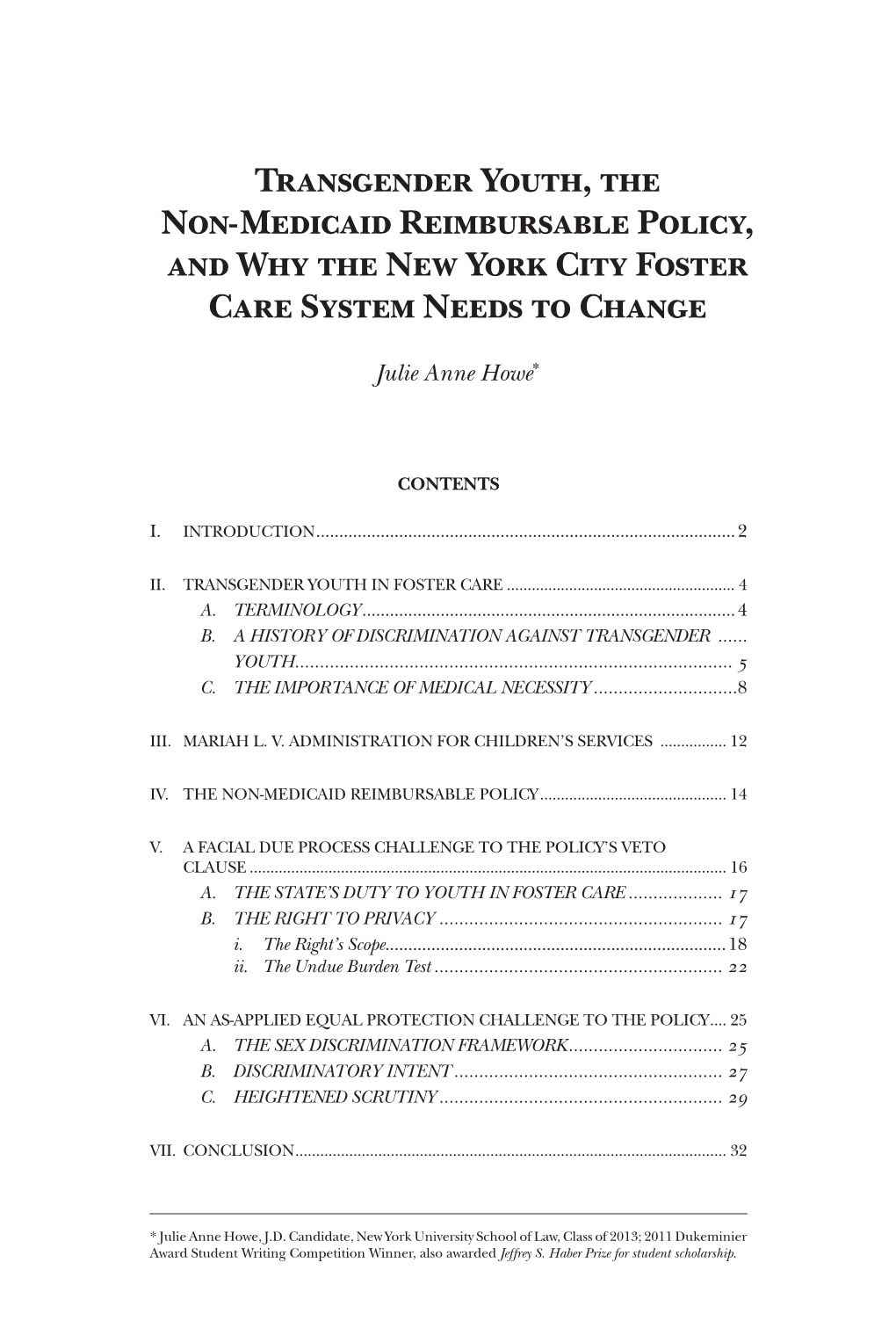 Transgender Youth, the Non-Medicaid Reimbursable Policy, and Why the New York City Foster Care System Needs to Change