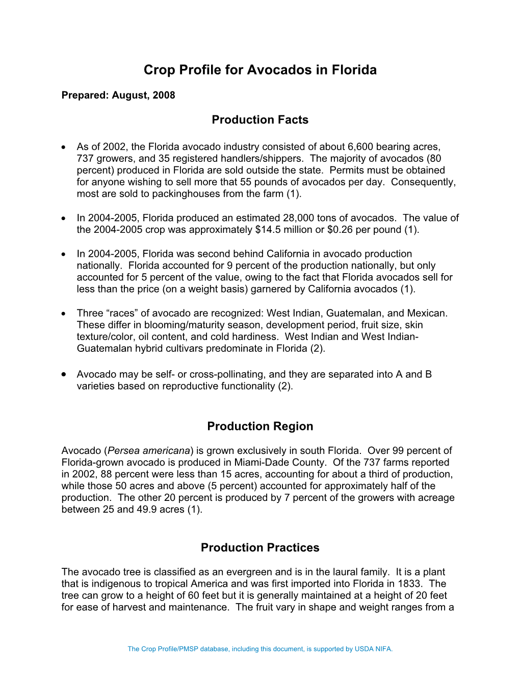 Crop Profile for Avocados in Florida