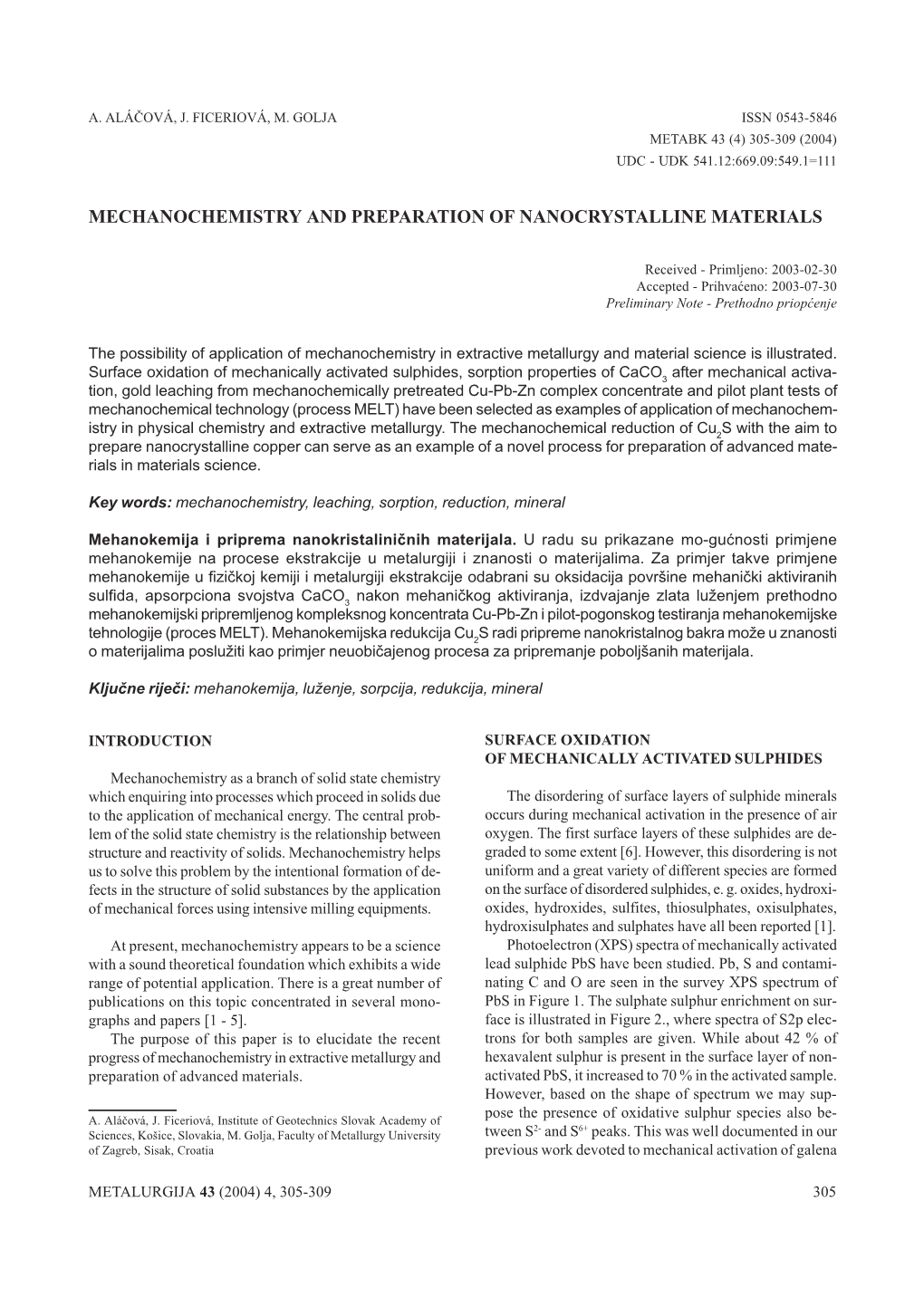 Mechanochemistry and Preparation O Nanocrystalline Materials