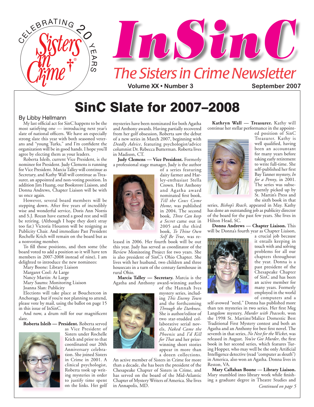 The Sisters in Crime Newsletter