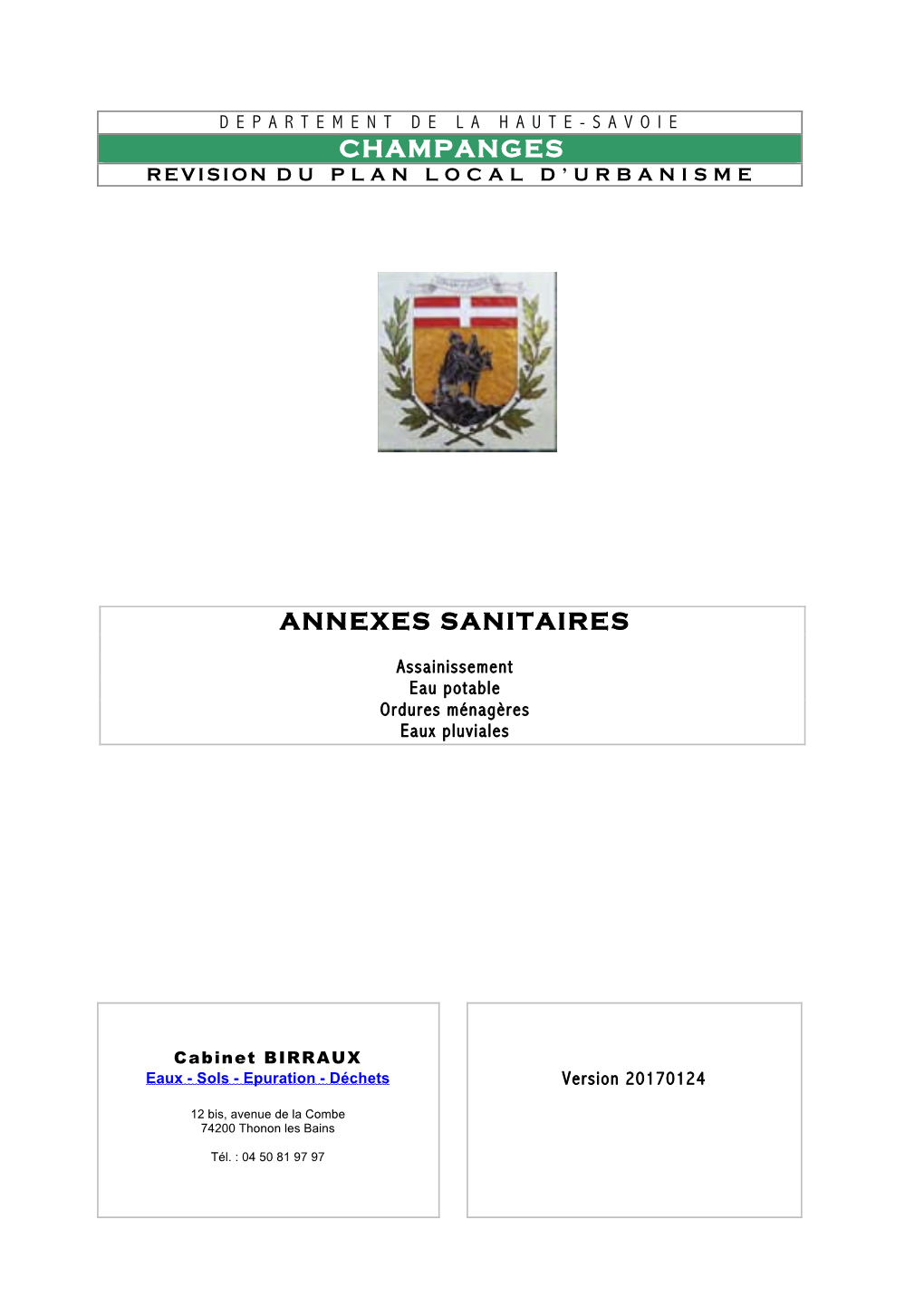 Champanges Annexes Sanitaires V20170124.Doc 2/ 24 ANNEXES