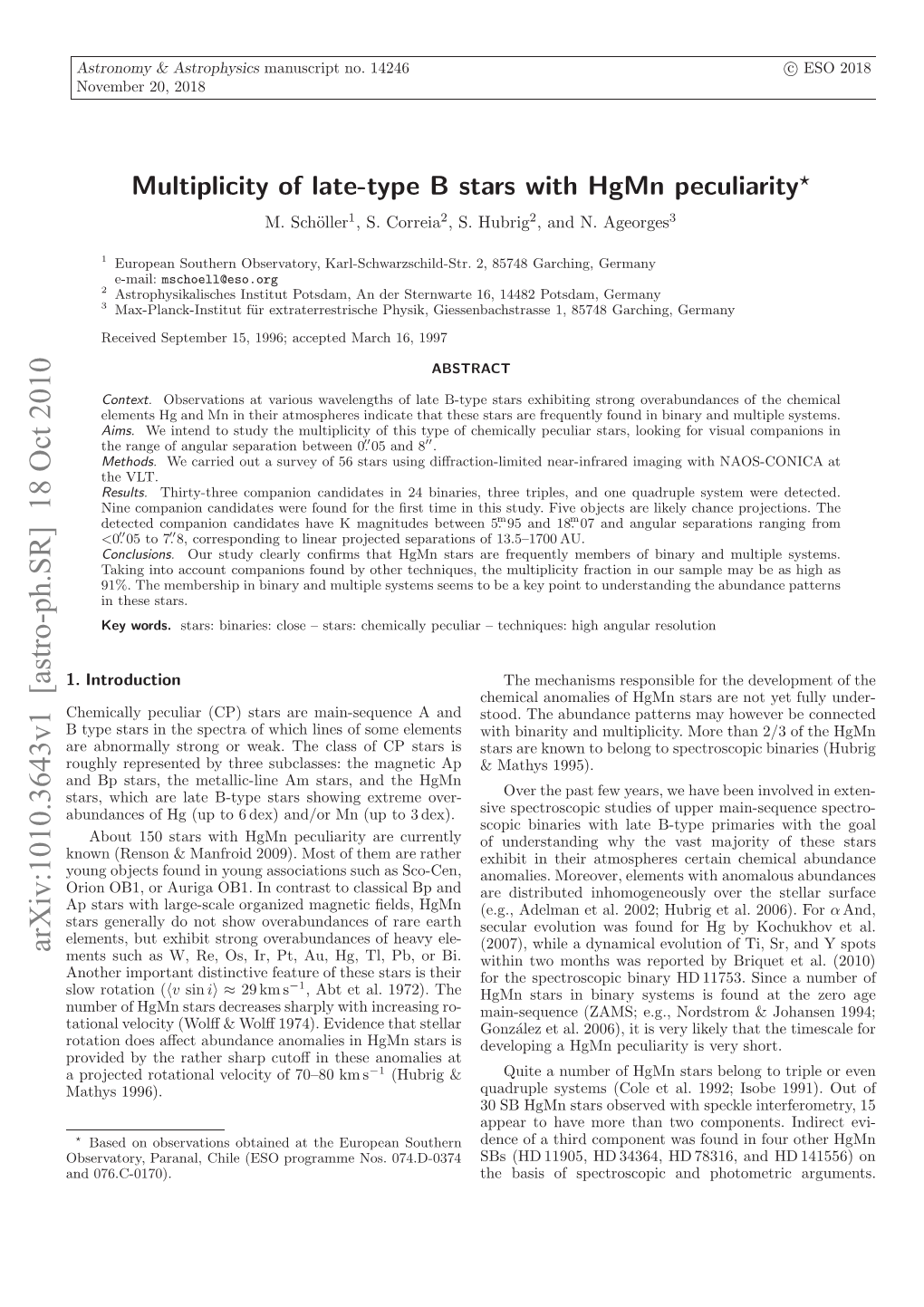 Multiplicity of Late-Type B Stars with Hgmn Peculiarity