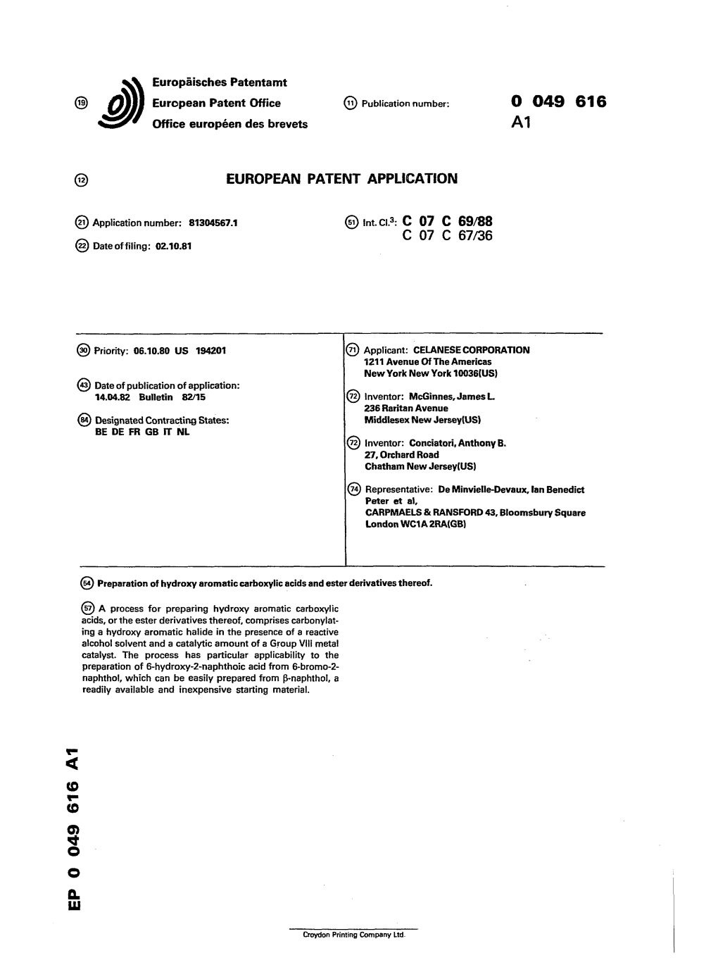 Preparation of Hydroxy Aromatic Carboxylic Acids and Ester Derivatives Thereof