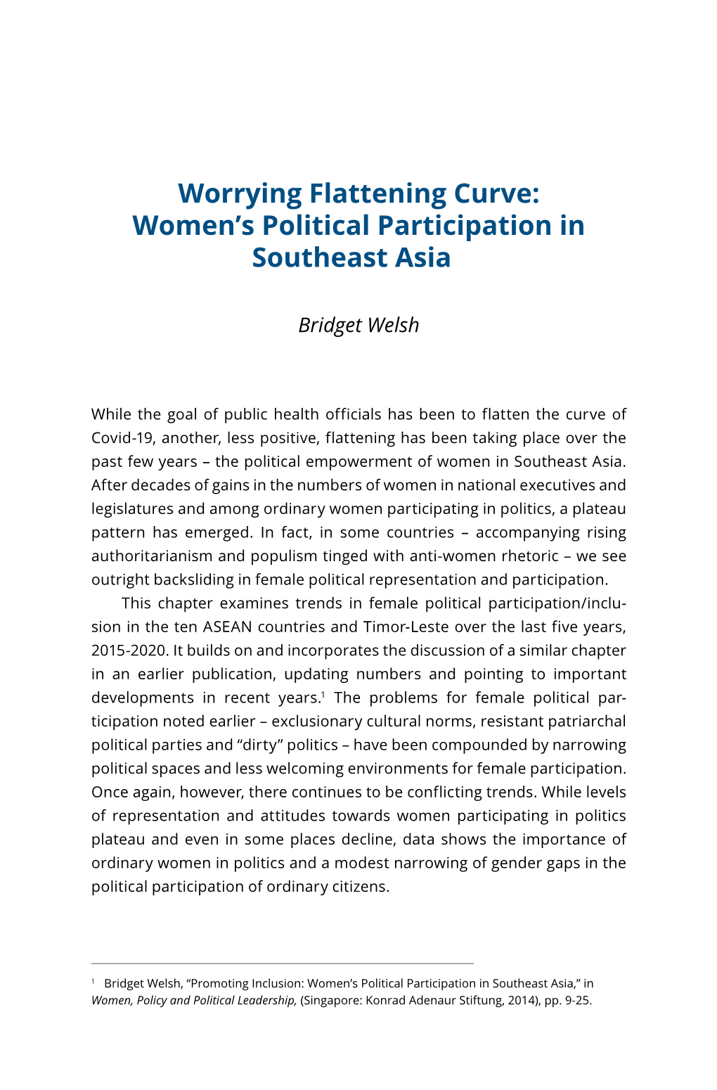 Women's Political Participation in Southeast Asia